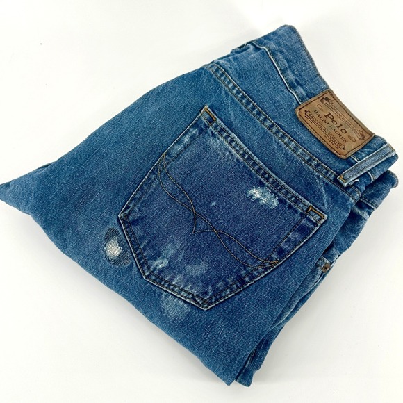 Polo Ralph Lauren Other - Polo Ralph Lauren Varick Slim Straight Jeans Mens 32x32 Blue Distressed Denim